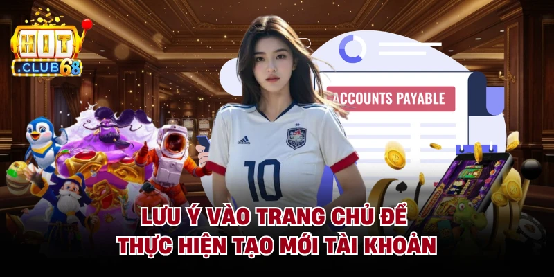 Lưu ý vào trang chủ để thực hiện tạo mới tài khoản